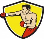 Boxer Jabbing Punching Crest Cartoon Stock Photo