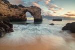 Beautiful Beach Of Albandeira Stock Photo