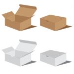 White And Brown Box Packaging. Packaging Design Stock Photo