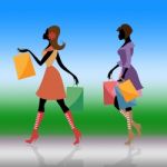 Shopping Women Indicates Commercial Activity And Adults Stock Photo