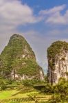 View At Karst Mountains Near Guilin In China Stock Photo