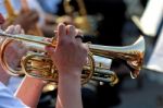 Trumpet And Music Stock Photo