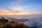 Sunrise On Phu Chi Fa Forest Park, Thailand Stock Photo