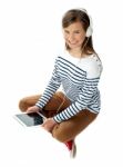 Girl Enjoying Music On Headphones Stock Photo