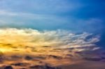 Colorful Sky. Blue, Orange And Yellow Colors Sunset Sky Stock Photo