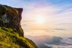 Sunrise On Phu Chi Fa Forest Park, Thailand Stock Photo