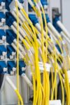 Fiber Optic With Servers In A Technology Data Center Stock Photo