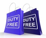 Duty Free Bag Represents Tax Exempt Discounts Stock Photo