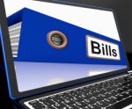 Bills File On Laptop Showing Due Payments Stock Photo