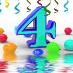 Number Four Party Displays Colourful Birthday Party Or Celebrati Stock Photo