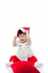 Happy Christmas Girl Playing Happily Stock Photo