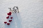 Red Hearts On Valentine's Day Stock Photo