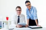 Business People Working In The Office With Digital Tablet Stock Photo