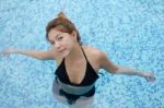 Girl Swimming Pool Stock Photo