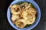 Homemade Crunchy Fried Onion Rings Stock Photo