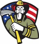 American Fireman Firefighter Emergency Worker Stock Photo