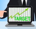 Target Chart Graph Displays Hit Or Hitting Targets Stock Photo