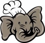 Cartoon Chef Cook Baker Elephant Stock Photo