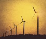 Wind Turbines Background Stock Photo