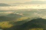 Landscape Of Mountain With The Clouds And Fog Stock Photo