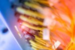 Fiber Optic With Servers In A Technology Data Center Stock Photo