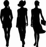 Silhouette Fashion Girls Stock Photo