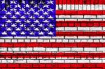 Usa Flag On Brick Wall Stock Photo