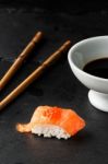 Salmon Nigiri With Salmon Roe Stock Photo