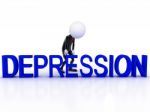 Depression 3d Man Sad On White Background Stock Photo