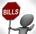 Bills Red Stop Sign Means Stopping Bill Payment Due Stock Photo