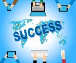 Business Success Shows Web Site And Communication Stock Photo