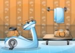 Cartoon  Illustration Interior Fitness Room With Separated Layers Stock Photo