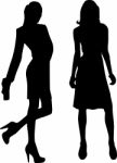 Silhouette Fashion Girls Stock Photo