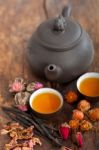 Chinese Style Herbal Floral Tea Stock Photo