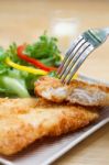 Fried Fish And Salad Stock Photo