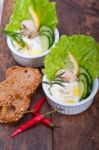 Fresh Garlic Cheese Dip Salad Stock Photo