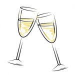 Champagne Glasses Represents Sparkling Wine And Alcohol Stock Photo