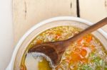 Syrian Barley Broth Soup Aleppo Style Stock Photo