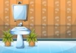 Cartoon  Illustration Interior Bathroom Stock Photo