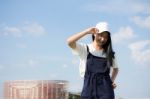 Portrait Of Thai Teen Beautiful Girl Happy And Relax Stock Photo