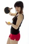 Lady serving pingpong Stock Photo