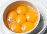 Eggs In White Bowl Stock Photo