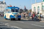 Old Bus Approaching The Finish Line Of The London To Brighton Ve Stock Photo