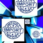 Import On Cubes Showing Importing Products Stock Photo