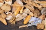 Fresh Assortment Of Baked Bread Varieties Stock Photo