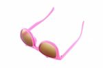 Turn Up Pink Eye Glasses With Sun Shield On White Background Stock Photo