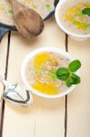 Hearty Middle Eastern Chickpea And Barley Soup Stock Photo