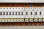 Control Panel With Circuit-breakers Stock Photo