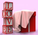 Love Giftbox Represents Compassionate Package And Fondness Stock Photo