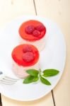 Fresh Raspberry Cake Mousse Dessert Stock Photo